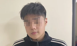 Hoàng Quốc Anh tại cơ quan công an. Ảnh Công an TP Hà Nội.