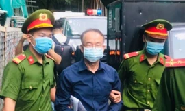 Cựu Phó Chủ tịch UBND TPHCM Nguyễn Thành Tài tại tòa án sáng nay 16/9. Ảnh: Tân Châu.