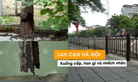 Lan can bảo vệ nhiều con sông ở Hà Nội xuống cấp hoen gỉ, xiêu vẹo