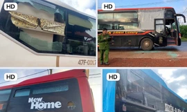 Đi nhậu về, nhóm thanh niên nhặt đá ném xe khách vì bị chói mắt