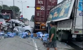 Video nguyên nhân vụ tai nạn liên hoàn trên quốc lộ 13