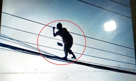 Giải cứu cô gái 'diễn xiếc' trên... đường dây cáp quang