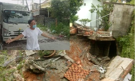 Dự án cống thoát nước dừng giữa chừng, nước lớn làm sập nhà dân