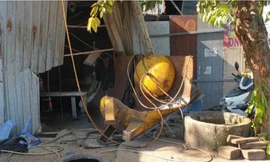 Bình hơi phát nổ. Ảnh: Thanh Hải