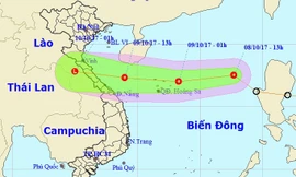 Dự báo đường đi và vị trí áp thấp nhiệt đới. Ảnh: NCHMF.