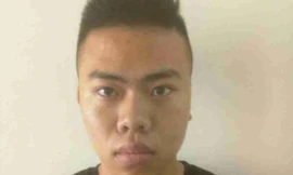 Nguyễn Hoàng Tú tại cơ quan công an.