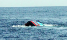 Tàu câu mực bị chìm trên biển. Ảnh minh họa: Internet.