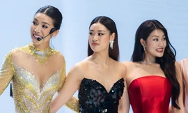 Minh Tú mặc váy cưới cúp ngực, xuyên thấu bên gần 10 hoa hậu