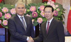 Chủ tịch nước Võ Văn Thưởng tiếp Chủ tịch Duma Quốc gia Nga Volodin