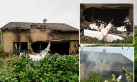 Máy bay rơi vào nhà dân, hai người thiệt mạng
