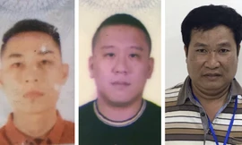 3 bị can bị khởi tố gồm: Mai Tiến Dũng (áo đỏ), Nguyễn Bảo Trung (áo đen) và Phạm Văn Hiệp (áo kẻ ngang). 