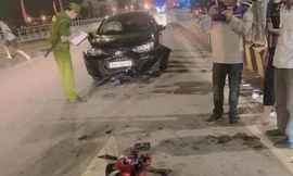 Hiện trường vụ tai nạn. Ảnh cắt từ clip