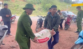 Xe tải gặp nạn, tài xế mắc kẹt trong cabin, nhiều người hôi của