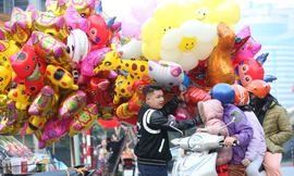 Mía lộc, bóng bay hình mèo, túi muối may mắn hút khách mua sớm cầu may