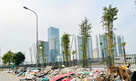 Kinh hoàng rác thải vây kín con đường mới mở ở Hà Nội