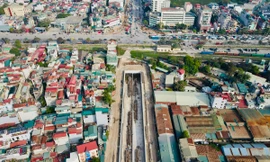 Đường dẫn xuống hầm chui Giải Phóng - Kim Đồng dần lộ diện