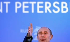 Tổng thống Nga Vladimir Putin trong hội nghị G20. Một trong những nội dung của hội nghị là vấn đề can thiệp quân sự vào Syria