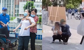 Chuyện mùa thi được netizen "thả tim": Nữ sinh được mẹ bế đi thi, cô gái khóc trên vai cha