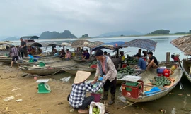 Chợ dưa bên hồ Thác Bà