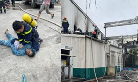 Cứu 4 người mắc kẹt trong vụ cháy xưởng sản xuất thuốc thú y ở Hà Nội