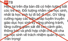 Công an quận Hoàng Mai: Không xảy ra ‘bắt cóc trẻ em’ trên địa bàn