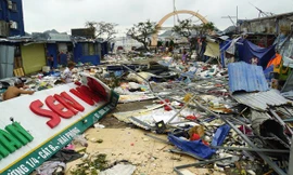 Bão số 3 khiến thị trấn Cát Bà tan hoang, đổ nát. Ảnh: Nguyễn Hoàn. 