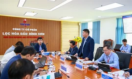 Tổng Giám đốc BSR Bùi Ngọc Dương báo cáo về tình hình thực hiện nhiệm vụ SXKD năm 2023 và triển khai kế hoạch năm 2024. 