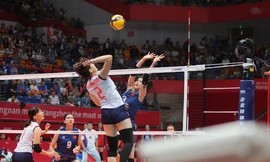 Đội tuyển bóng chuyền nữ không thể gây bất ngờ trước Nhật Bản, sẽ tranh HCĐ Asiad 19 (ảnh Linh Hoàng)