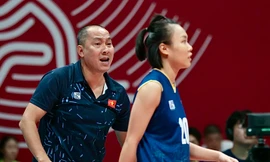 HLV Nguyễn Tuấn Kiệt cho biết đội tuyển bóng chuyền nữ đã nỗ lực nhưng Nhật Bản là đối thủ mạnh (ảnh Linh Hoàng)