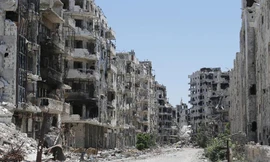 Các tòa nhà bị phá hủy ở thành phố Homs