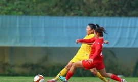 Huỳnh Như ghi dấu ấn trong chiến thắng của TP Hồ Chí Minh trước Than KSVN. (ảnh Thu Trang)