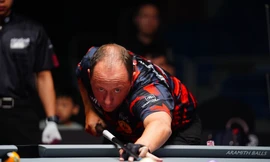 Shane Van Boening là tay cơ huyền thoại Mỹ nhưng đã sớm dừng bước ở Ha Noi Open Pool 2024 (ảnh Hiển Trần)