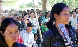 Các bị cáo tại phiên tòa xét xử lưu động ở xã Đắk R’măng, huyện Đắk G’long