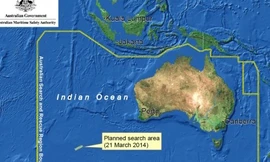 Khoanh vùng tìm kiếm trên Ấn Độ Dương, nơi vừa phát hiện hai mảnh vỡ nghi của máy bay mất tích