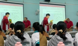 Biểu cảm "cưng xỉu" của thầy giáo người Nhật khi lần đầu nhận quà của sinh viên Việt Nam