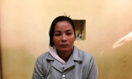 Đồng Thị Hoan tại cơ quan công an.