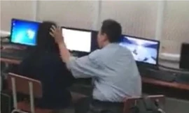 Hình ảnh thầy giáo Nhà Thiếu nhi TPHCM "sàm sỡ" nữ sinh bị quay lại (ảnh chụp từ clip)