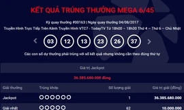 Vietlott xác định có 1 vé trúng Jackpot với trị giá hơn 36.