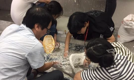 Ấn tượng với tác phẩm của sinh viên ngành Mỹ thuật về chủ đề bão lũ miền Trung