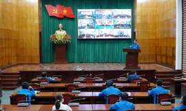 Quang cảnh hội nghị trực tuyến tại điểm cầu Tỉnh ủy TT-Huế