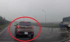 Ô tô phanh gấp rồi đi lùi trên cao tốc Hà Nội – Thái Nguyên