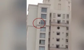  Cô gái liều lĩnh leo trên gờ tường chung cư cao 29 tầng
