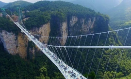 'Thót tim' cầu kính dài 268 m treo ngang hẻm núi ở Trung Quốc