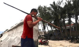 Kè bờ biển Ninh Hải xây gần bãi biển nổi tiếng Dốc Lết. Ảnh C.H