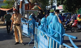 TP. Nha Trang phong toả một phần đường Tôn Đức Thắng, xã Phước Đồng. Ảnh L.H