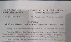 Nha Trang thu hồi thông báo đóng cửa kinh doanh vì dịch COVID-19 của phường