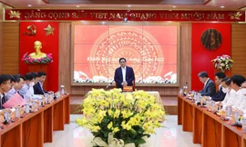 Thủ tướng Phạm Minh Chính phát biểu tại buổi làm việc với Ban Thường vụ Tỉnh uỷ Khánh Hoà. Ảnh C.H