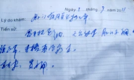 Đơn thuốc kê cho bệnh nhân bằng tiếng Trung Quốc tại phòng khám Việt Hải. Ảnh: Thái Hà