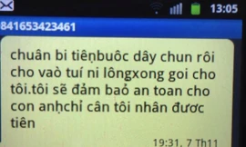 Nội dung tin nhắn mà đối tượng chuyển tới khổ chủ. Ảnh: TL