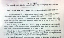 Thu hồi giấy phép trang tin Doanh nghiệp và Thương hiệu